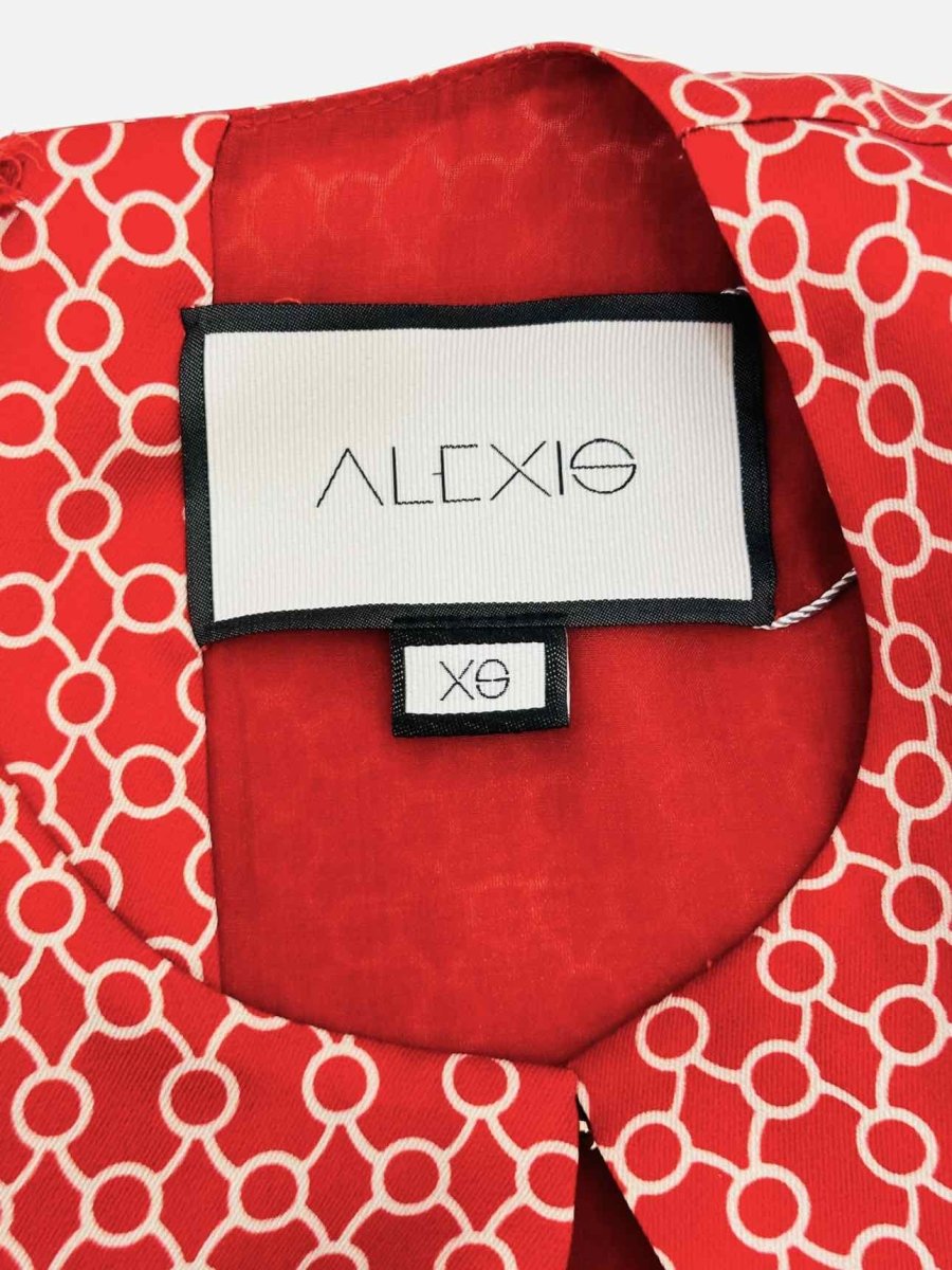 Pre - loved ALEXIS Coretti Red w/ White Print Short Dress XSmall at Reems Closet