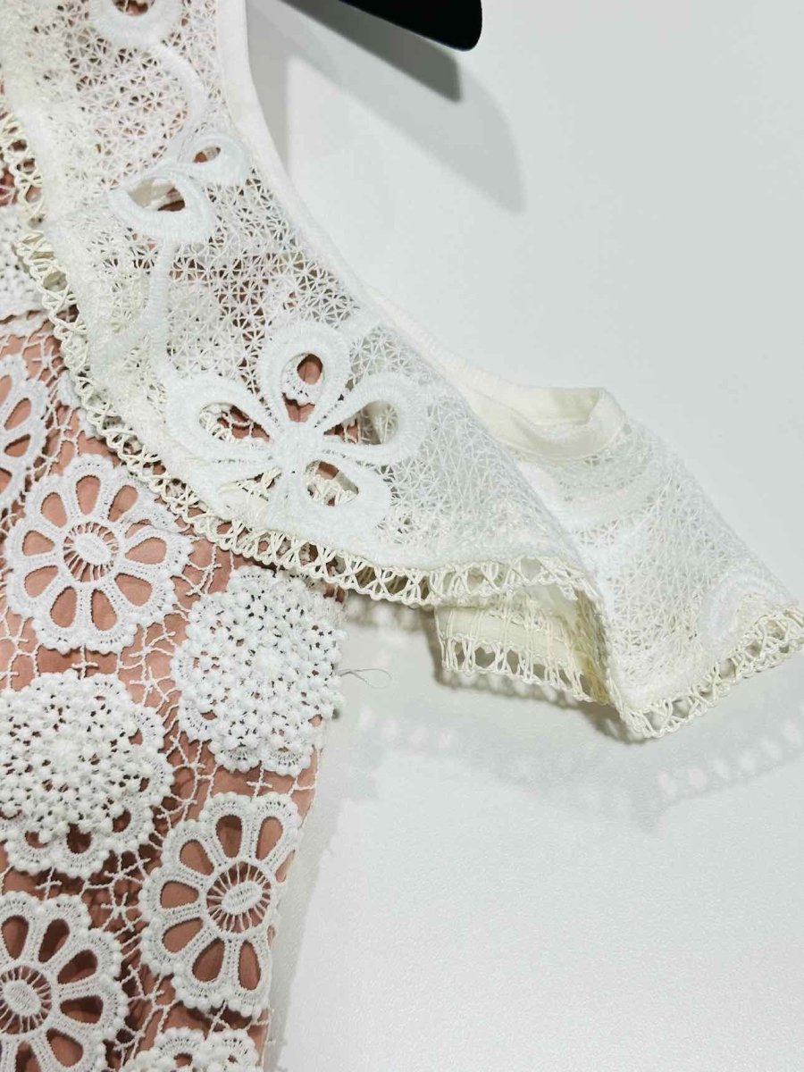 Pre - loved ALEXIS Macrame Cream Top at Reems Closet