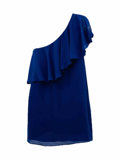Pre-loved ALICE + OLIVIA One Shoulder Blue Frilled Top from Reems Closet