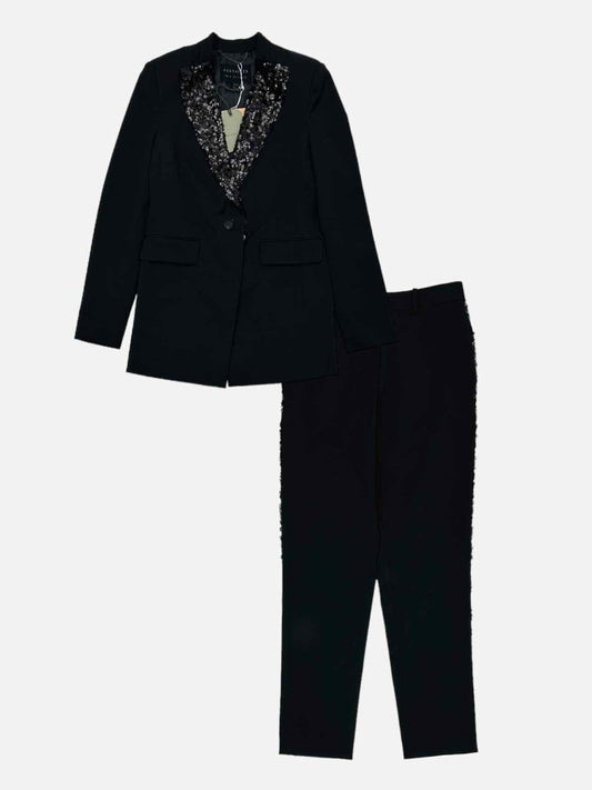 Pre-loved ALL SAINTS Single Breasted Black Jacket & Pants Outfit from Reems Closet