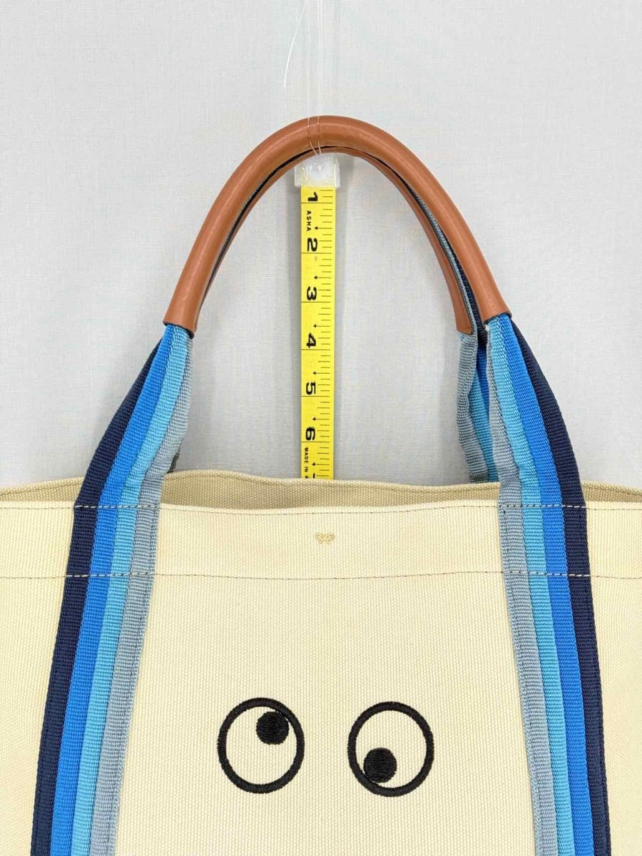 Pre - loved ANYA HINDMARCH Confused Face Beige Multicolor Tote Bag at Reems Closet