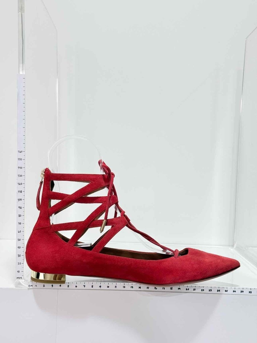 Pre - loved AQUAZZURA Belgravia Red Size EU 38 Flats at Reems Closet