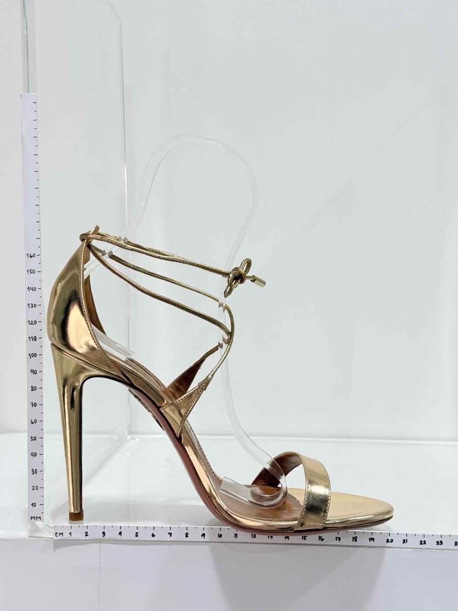 Pre-loved AQUAZZURA Gold Metallic Size EU 38.5 Heeled Sandals at Reems Closet