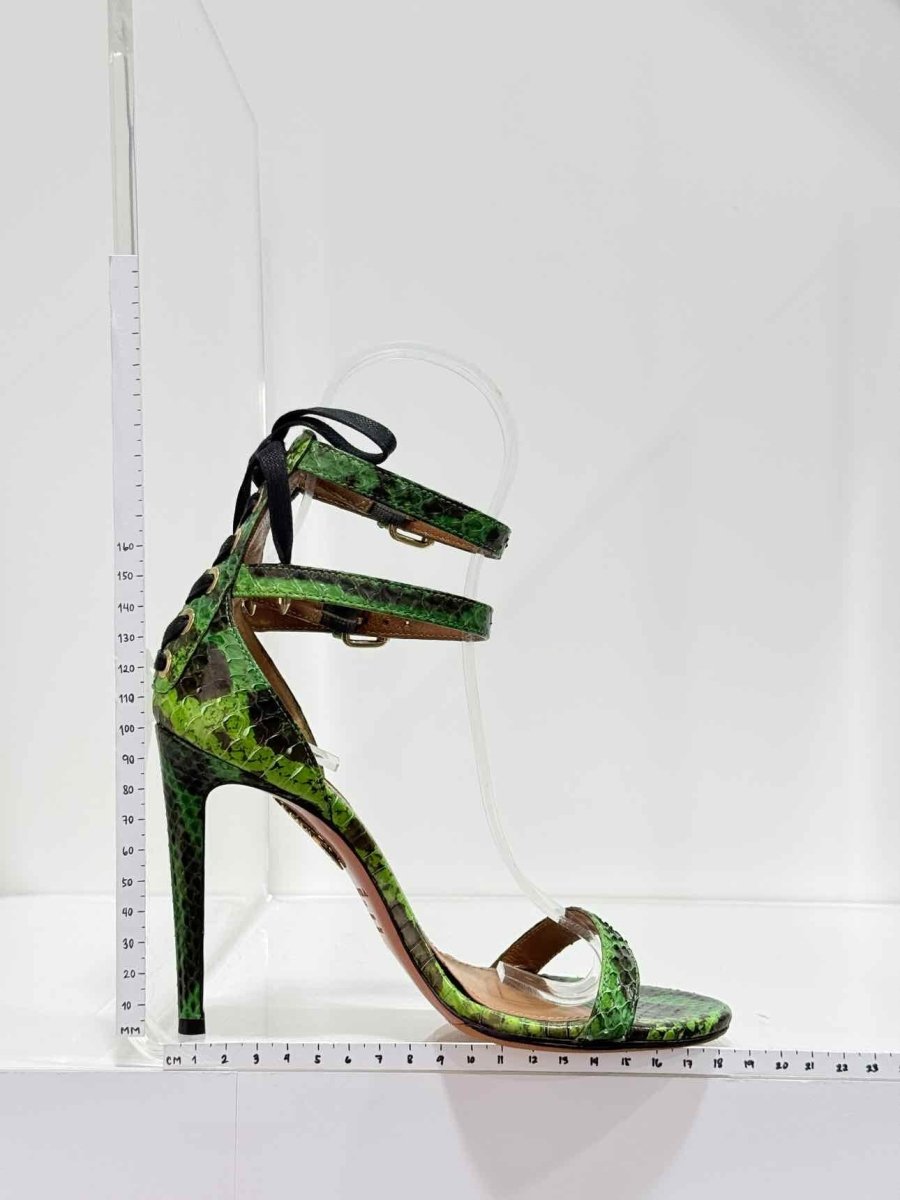 Pre-loved AQUAZZURA Green & Black Size EU 35 Heeled Sandals at Reems Closet