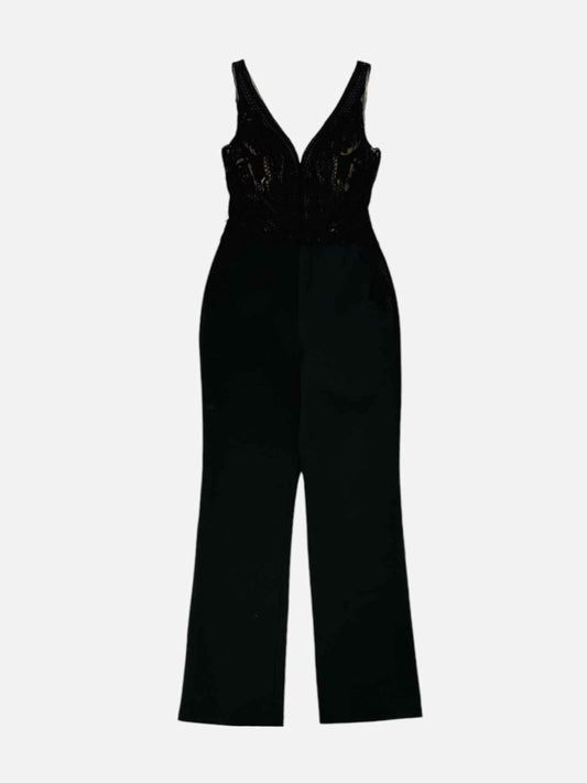 Pre-loved BADGLEY MISCHKA Lace Bodice Black Jumpsuit from Reems Closet