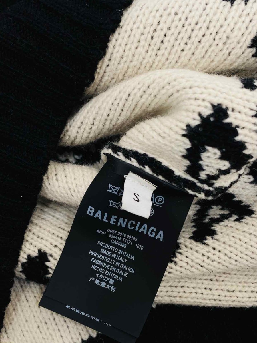 Pre - loved BALENCIAGA Allover Logo Black & White Jumper at Reems Closet