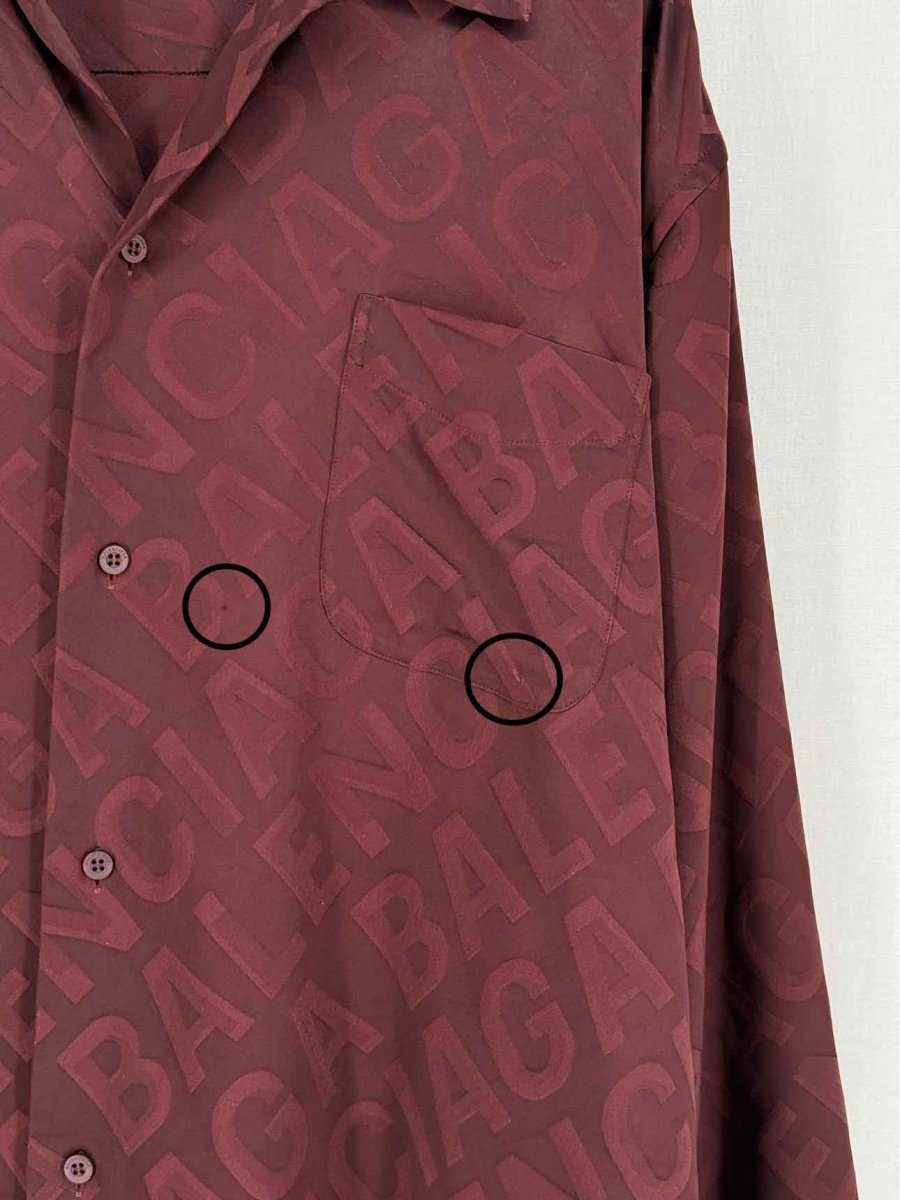 Pre - loved BALENCIAGA Burgundy Jacquard Size US 8 Shirt at Reems Closet