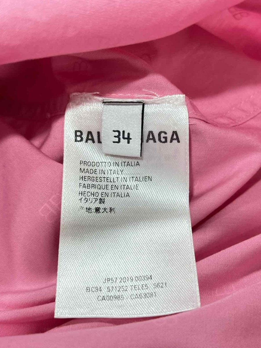 Pre - loved BALENCIAGA Oversized Pink & White BB Logo Shirt at Reems Closet