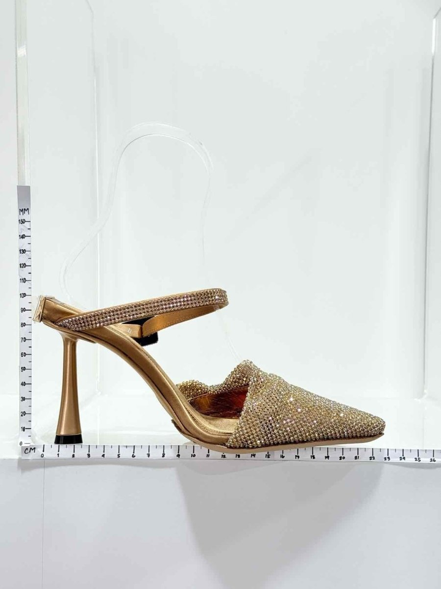 Pre - loved BENEDETTA BRUZZICHES Elena Gold Size EU 36 Mules at Reems Closet