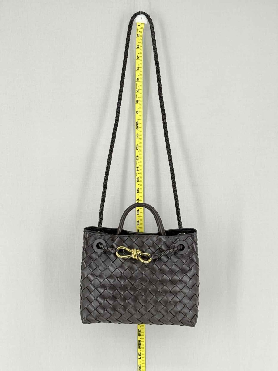 Pre - loved BOTTEGA VENETA Andiamo Brown Intrecciato Top Handle at Reems Closet
