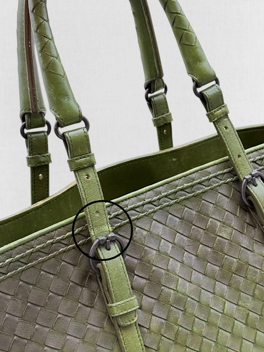 Pre - loved BOTTEGA VENETA Green Intrecciato Tote Bag at Reems Closet