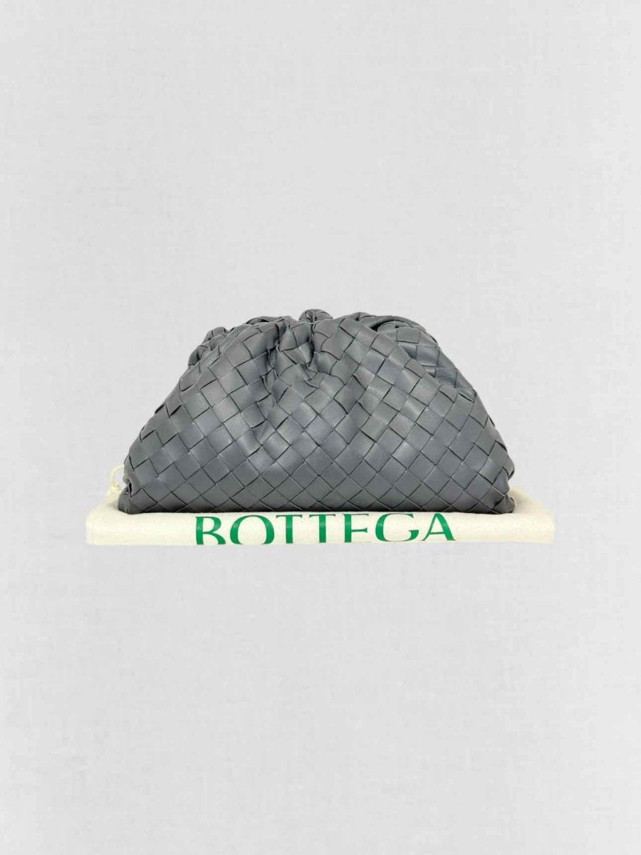 Pre - loved BOTTEGA VENETA Pouch Grey Intrecciato Clutch at Reems Closet