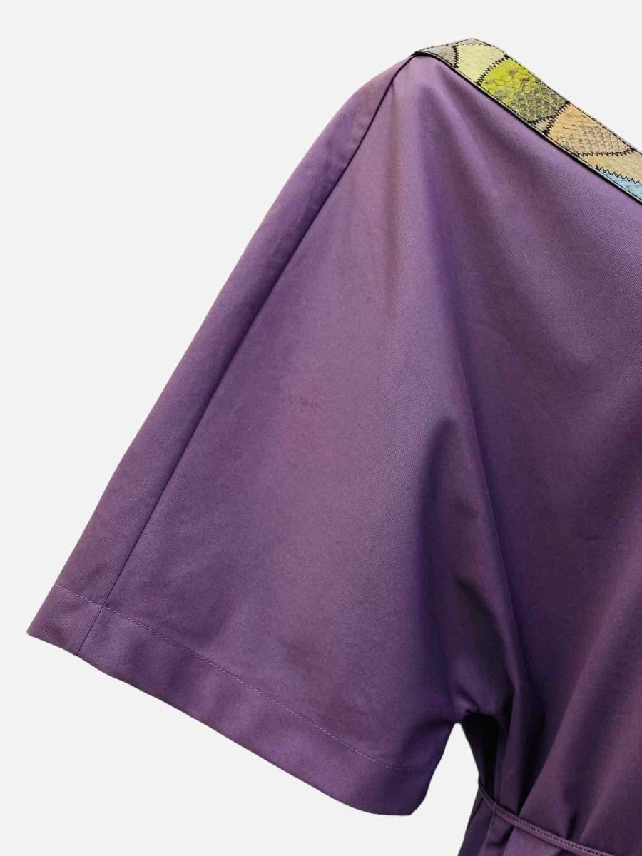 Pre-loved BOTTEGA VENETA Purple Snakeskin Trim Long Dress from Reems Closet