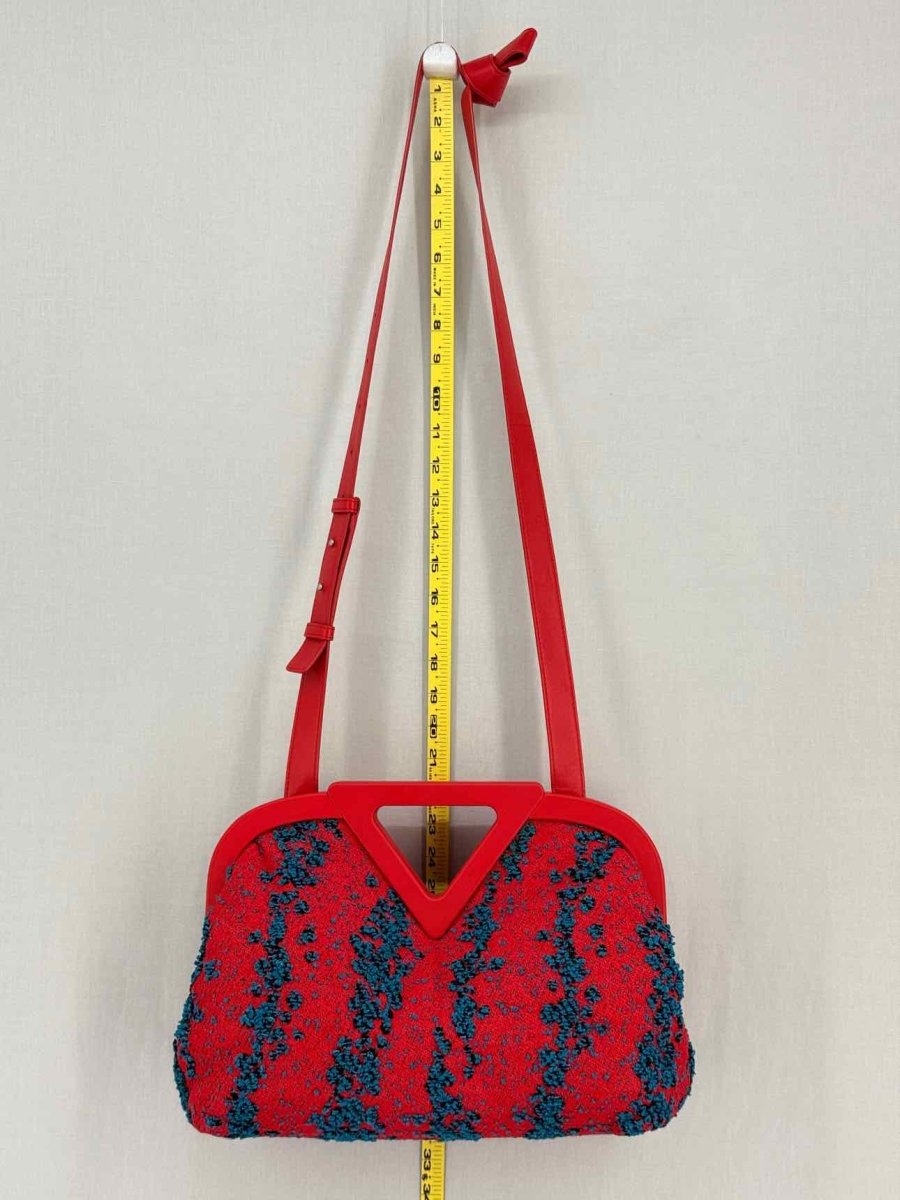 Pre - loved BOTTEGA VENETA Triangle Red & Blue Top Handle at Reems Closet
