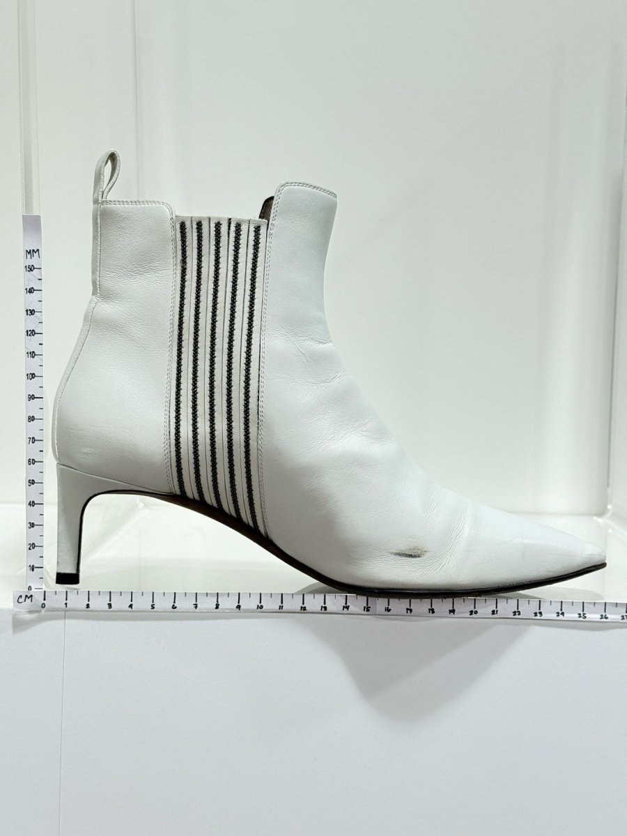 Pre - loved BRUNELLO CUCINELLI Monili White Ankle Boots 37.5 at Reems Closet
