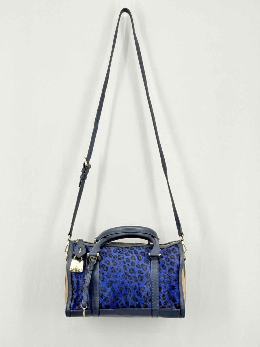 Pre - loved BURBERRY Blue Leopard Print Top Handle at Reems Closet