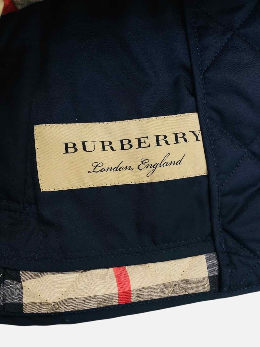 Pre - loved BURBERRY Classic Navy Blue Quilted Size XSmall Jacket at Reems Closet