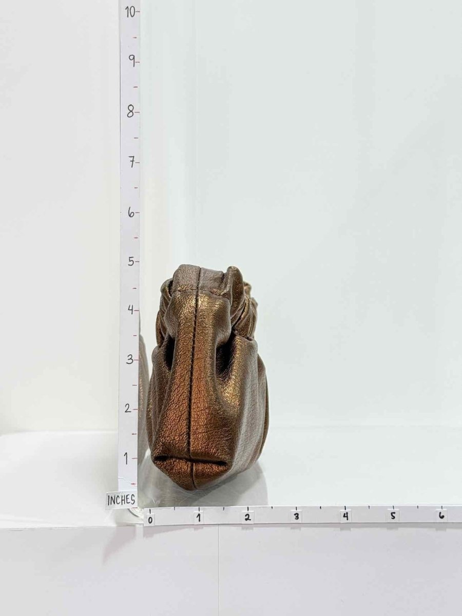 Pre - loved BURBERRY Copper Crinkled Glossed Clutch at Reems Closet