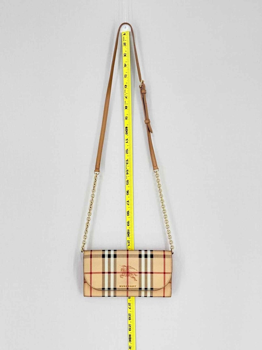 Pre - loved BURBERRY Wallet on Chain Beige Check Crossbody at Reems Closet