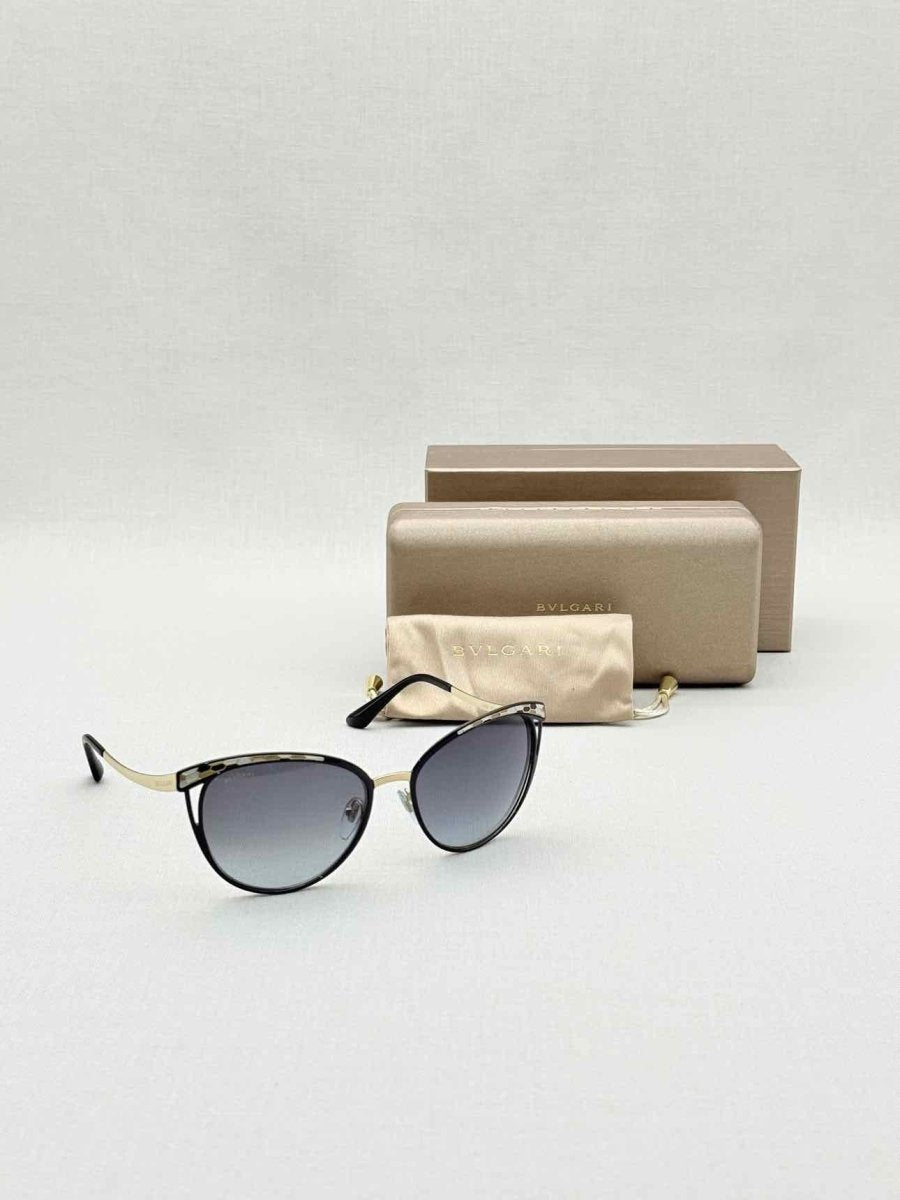 Pre - loved BVLGARI Black & Gold Sunglasses at Reems Closet