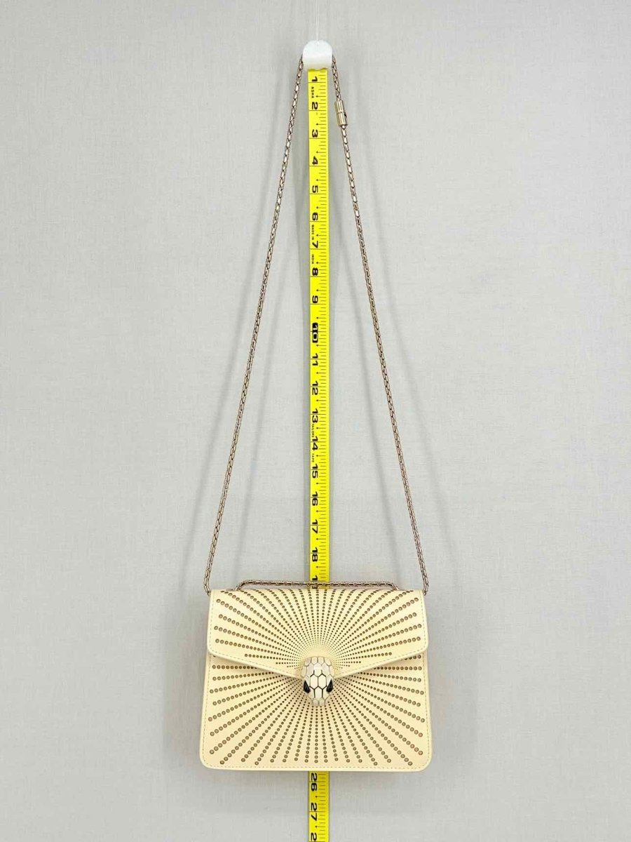 Pre - loved BVLGARI Serpenti Beige Laser Cut Crossbody at Reems Closet