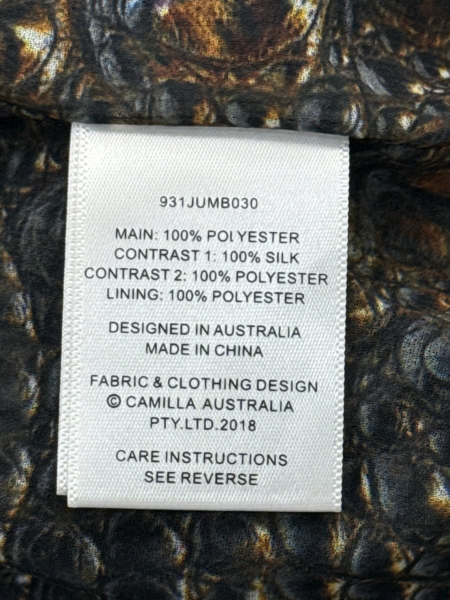 Pre - loved CAMILLA Kakadu Calling Grey Multicolor Jumpsuit Small at Reems Closet