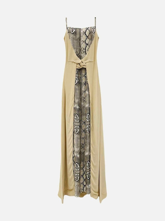 Pre-loved CAVALLI CLASS Beige & Brown Snakeskin Print Long Dress from Reems Closet
