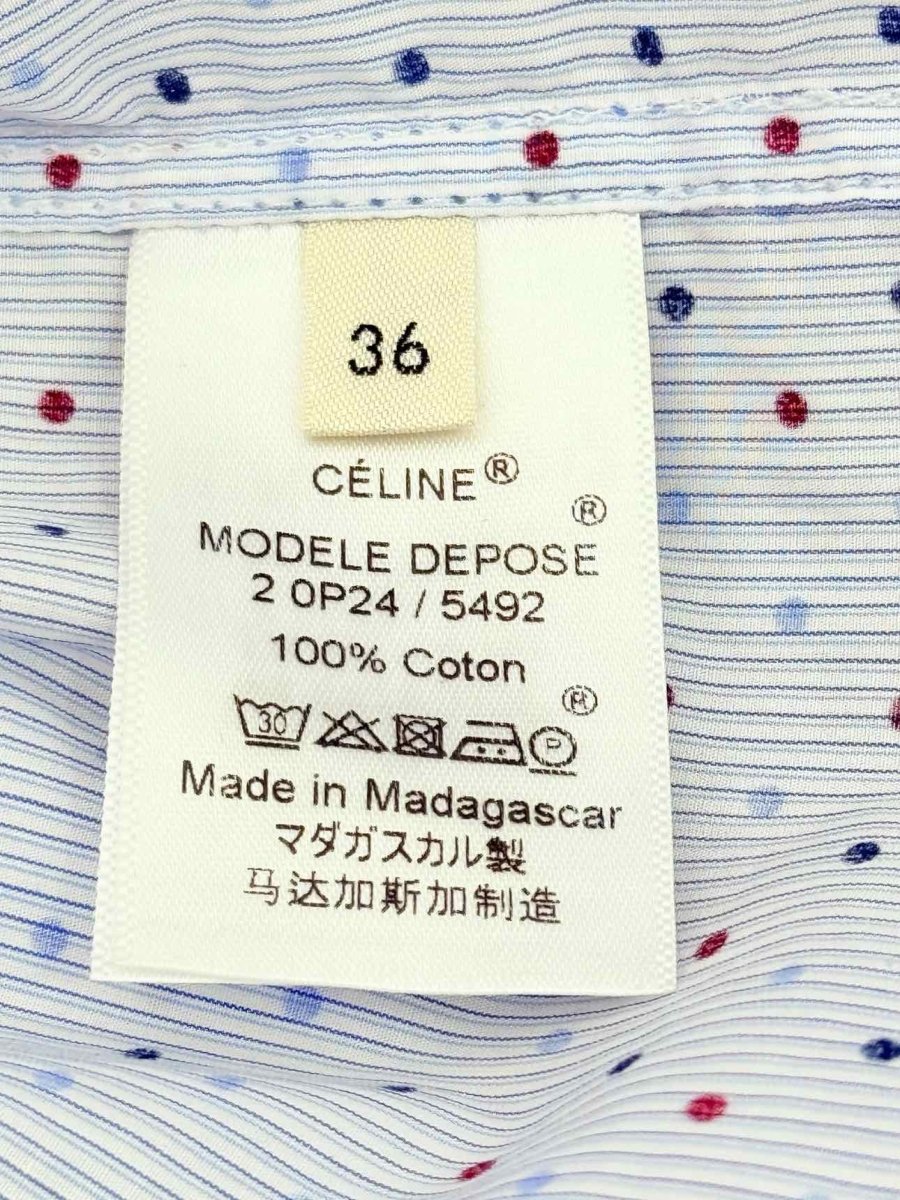 Pre - loved CELINE Blue Multicolor Polka Dot Size US 4 Shirt at Reems Closet