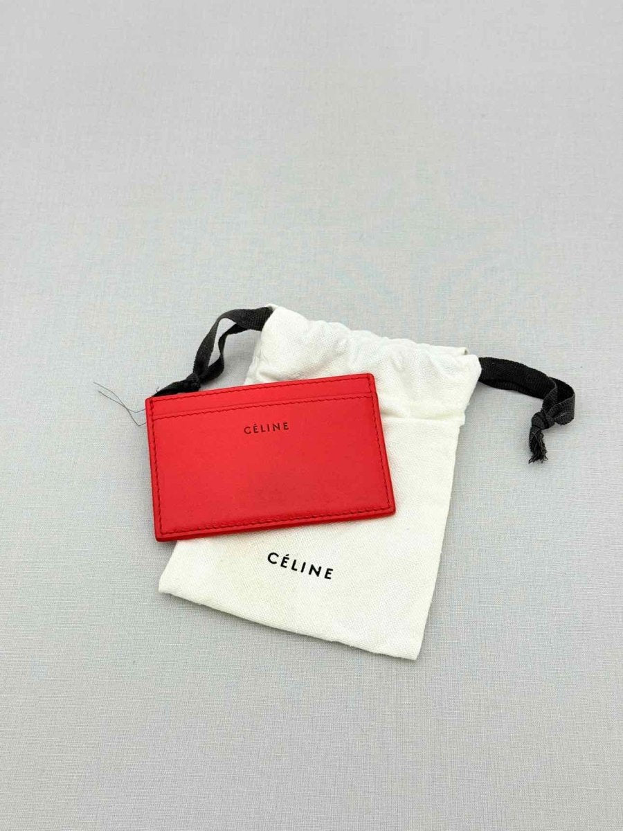 Pre - loved CELINE Red Card Holder at Reems Closet