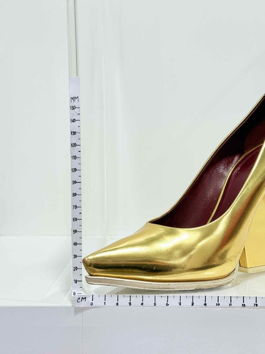 Pre - loved CELINE Wedge Gold Size EU 38.5 Pumps at Reems Closet