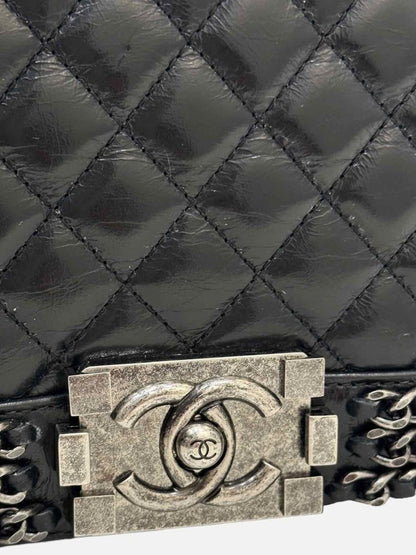 Pre-loved CHANEL Chain Boy Black Shoulder Bag from Reems Closet