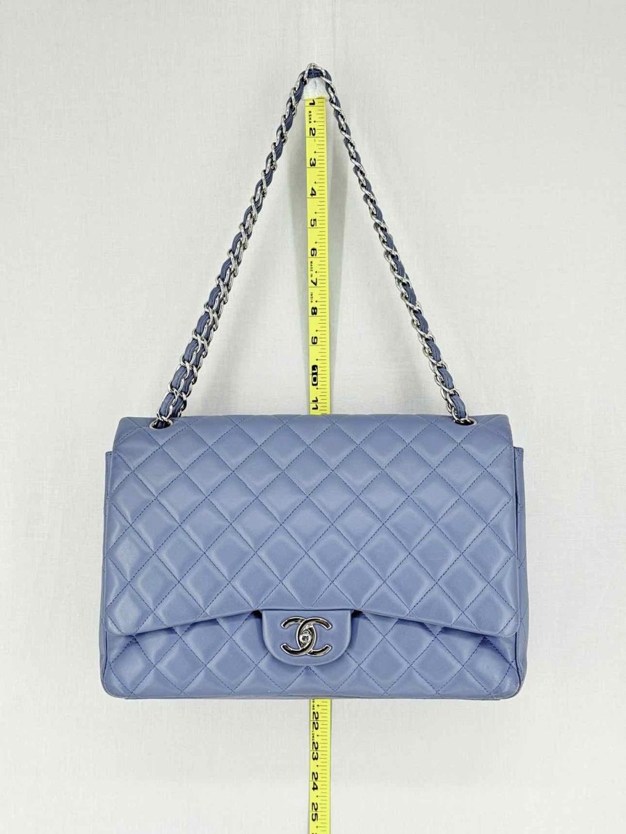 Pre - loved CHANEL Classic Double Flap Grey Quilted Shoulder Bag at Reems Closet