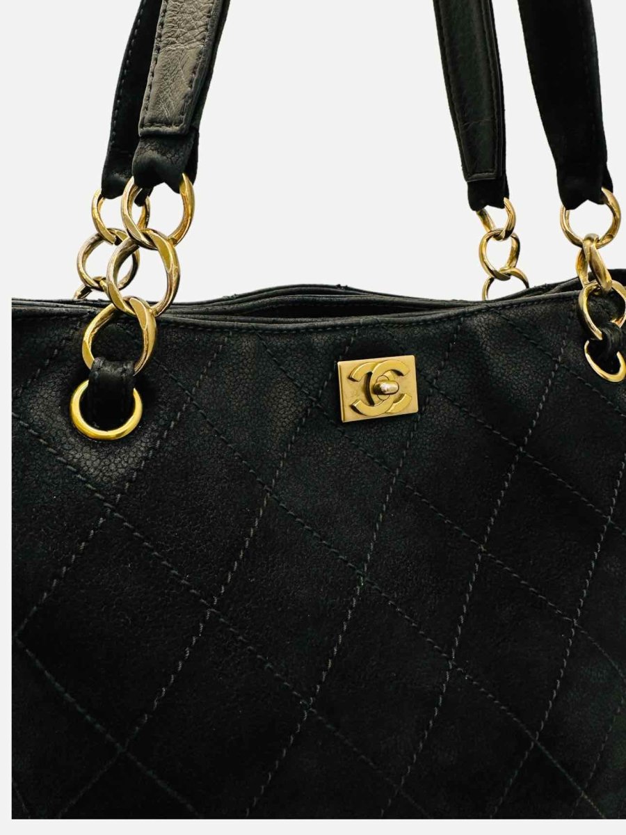 Pre-loved CHANEL Coco Mark Black Wild Stitch Tote Bag from Reems Closet