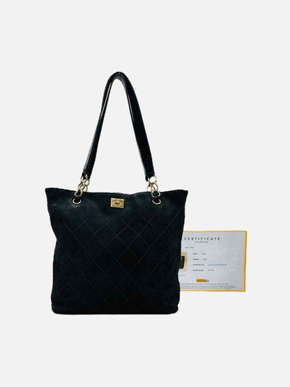 Pre-loved CHANEL Coco Mark Black Wild Stitch Tote Bag from Reems Closet