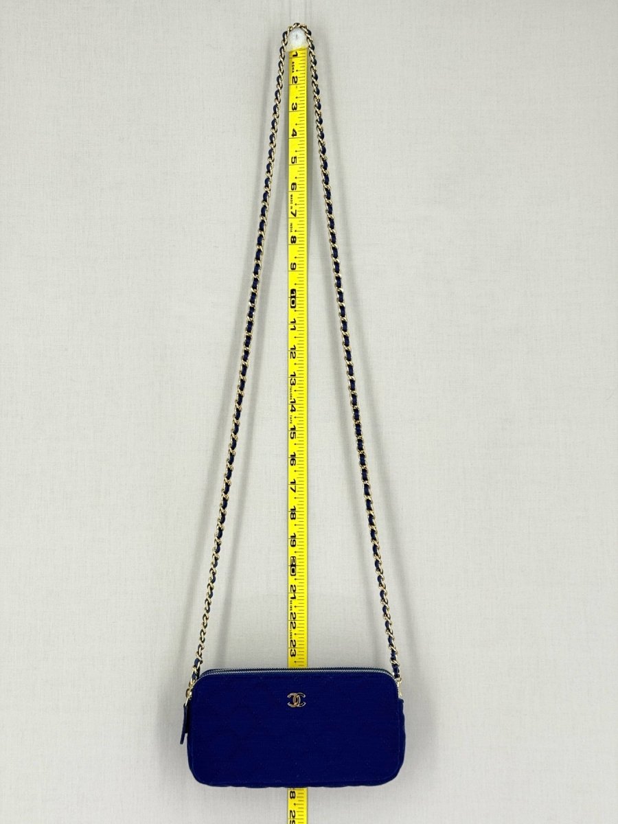Pre - loved CHANEL Double Zip WOC Blue Quilted Shoulder Bag at Reems Closet