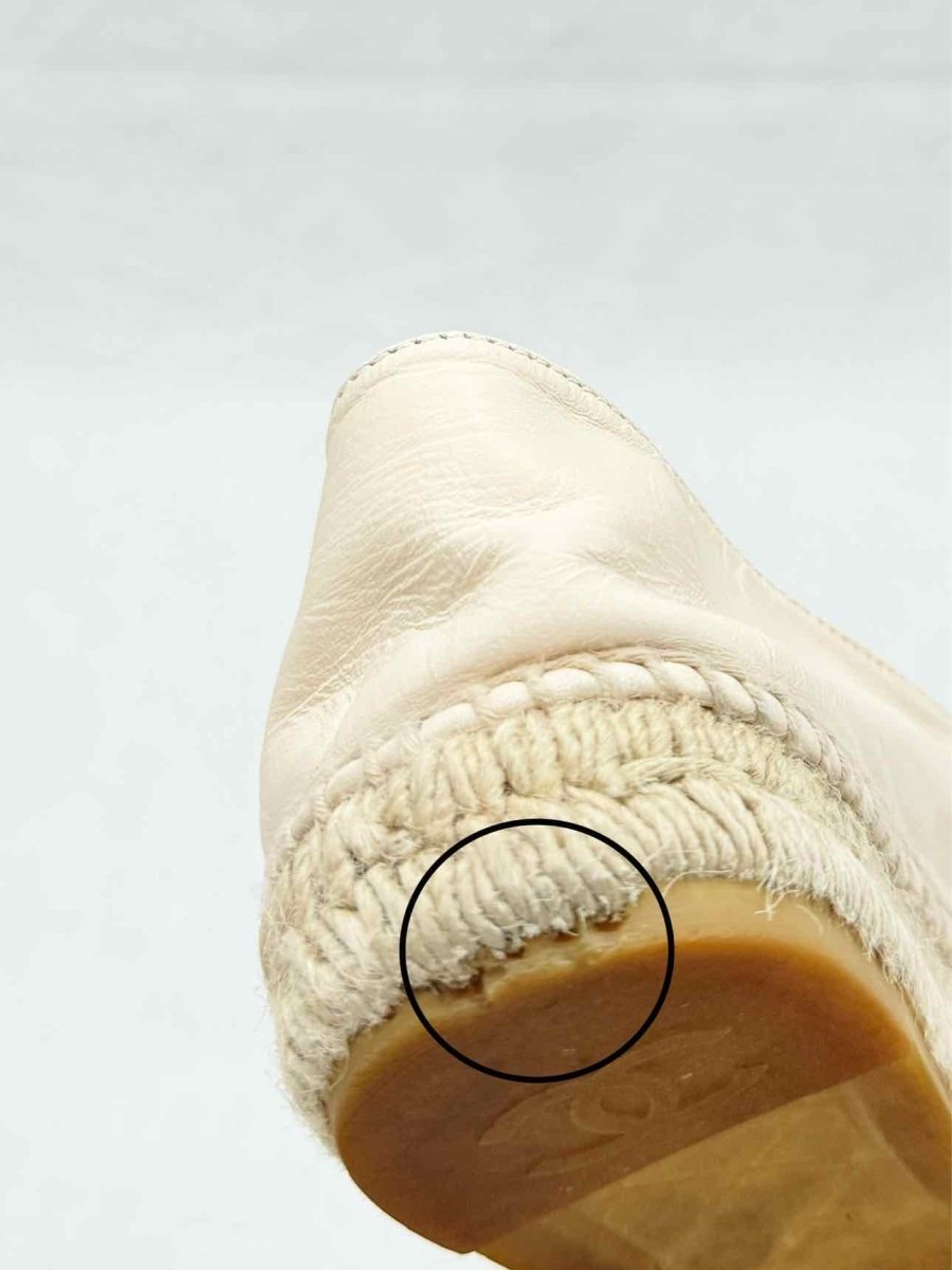 Pre - loved CHANEL Espadrille Off - white CC Logo Size EU 39 Flats at Reems Closet