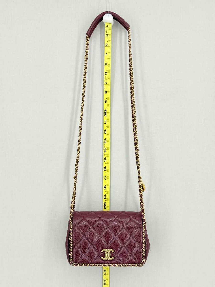 Pre - loved CHANEL Fall/Winter 2022 Burgundy Quilted Shoulder Bag at Reems Closet