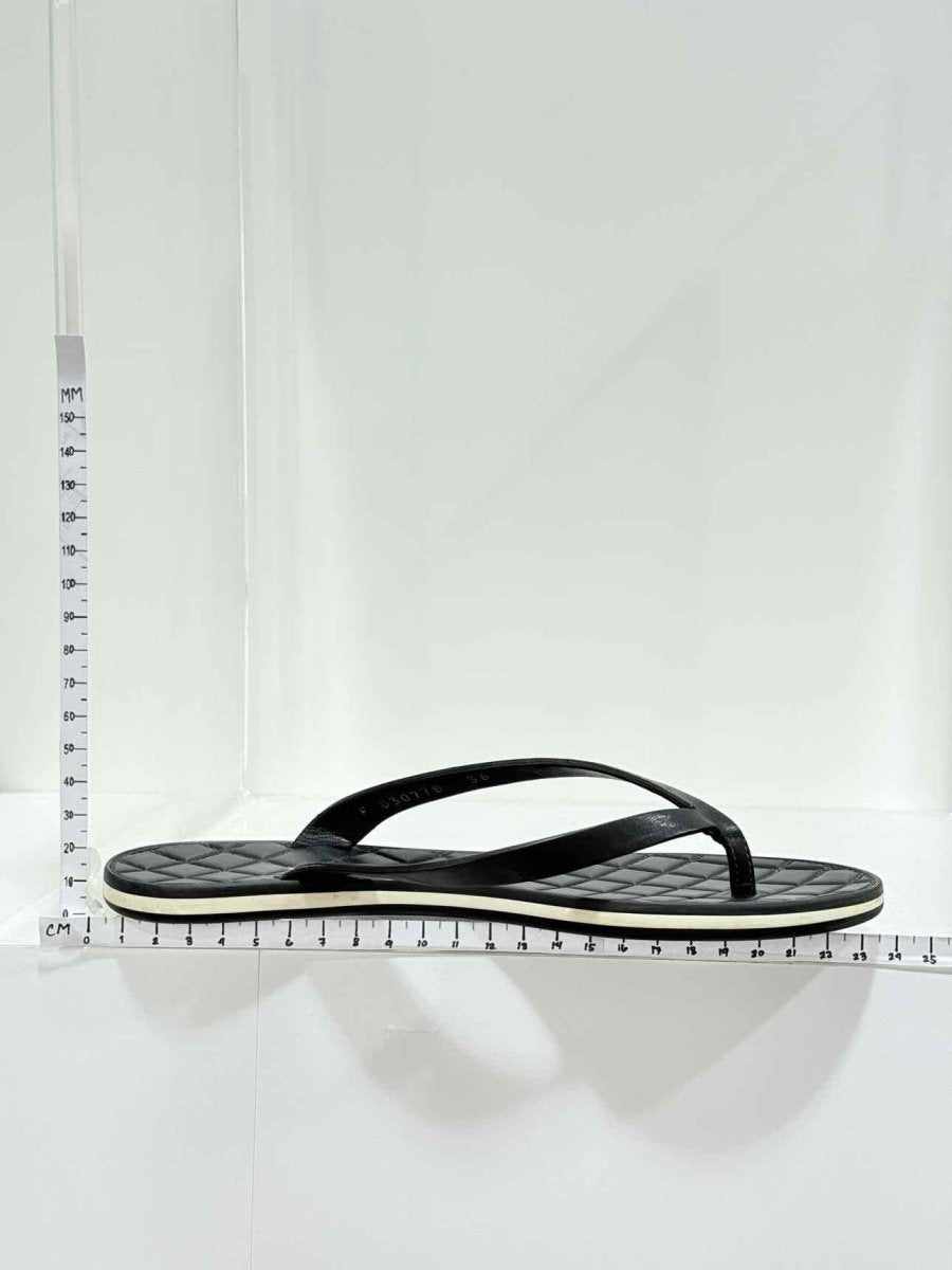 Pre - loved CHANEL Flip Flop Black Quilted Size EU 36 Sandals at Reems Closet