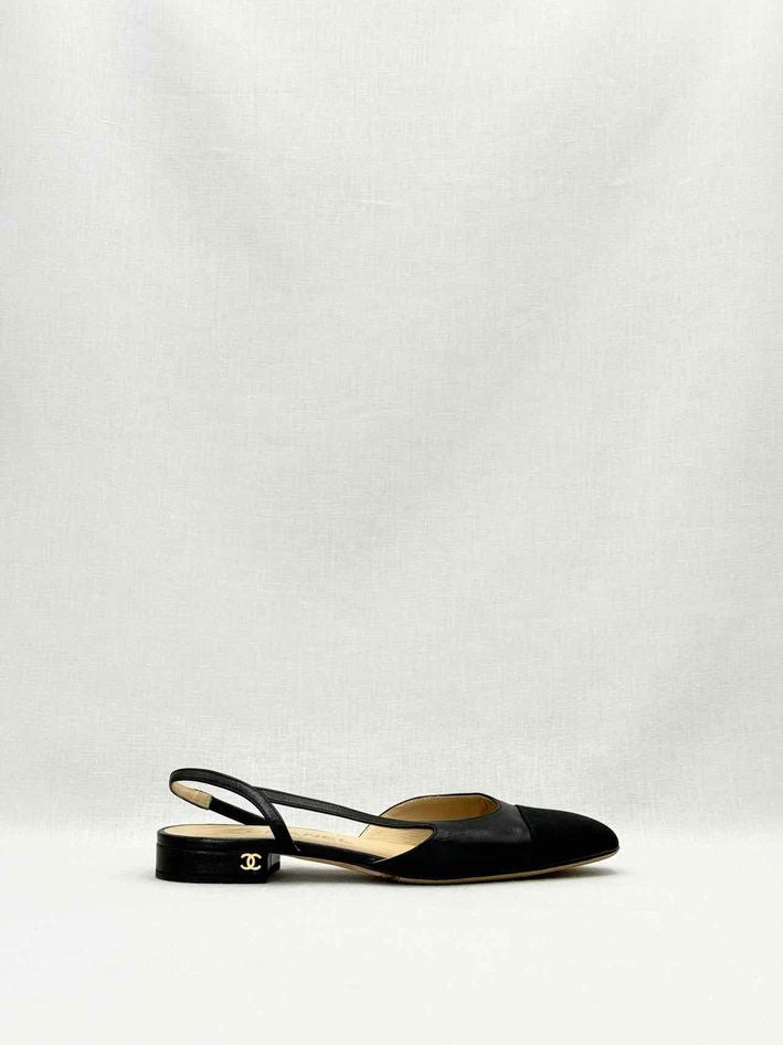 CHANEL Slingback Black Size EU Ballet Flats Reems Closet