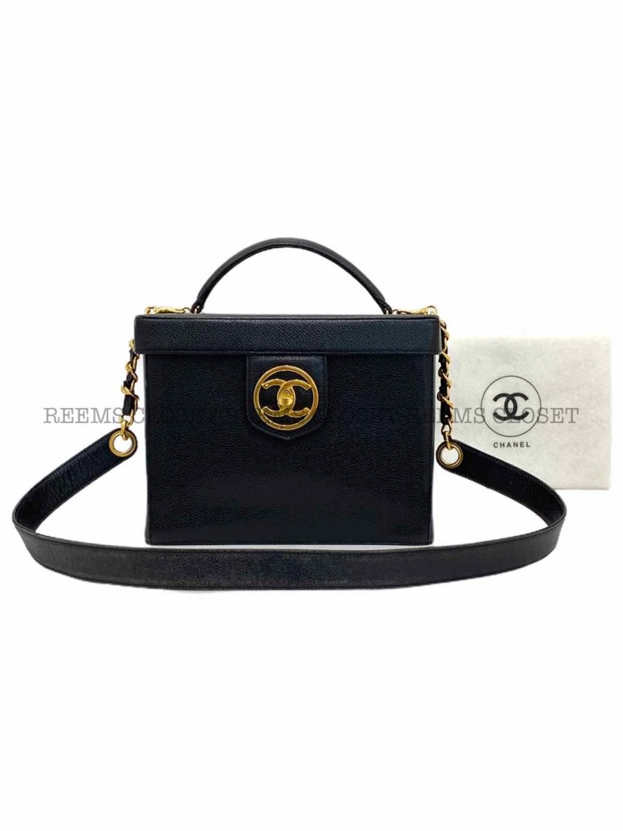 Pre - loved CHANEL Vintage Black Vanity Case at Reems Closet