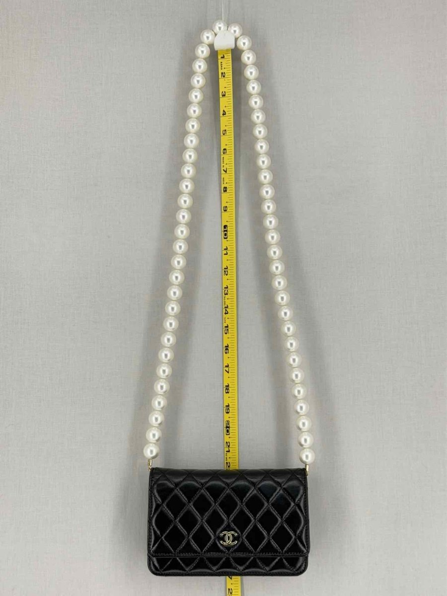 Pre - loved CHANEL Wallet on Chain Black Shoulder Bag at Reems Closet