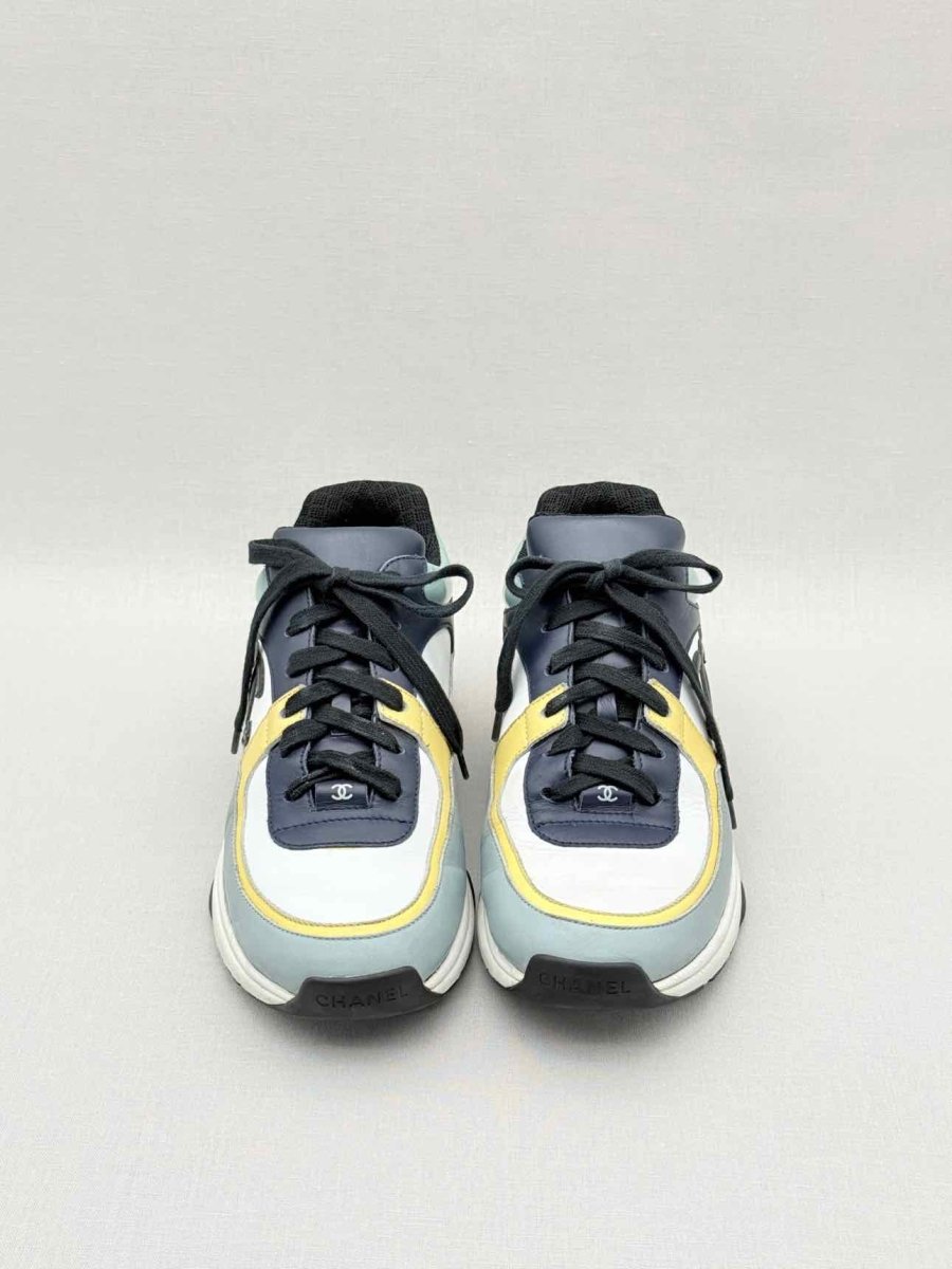 Pre - loved CHANEL White Multicolor Size EU 38.5 Sneakers at Reems Closet
