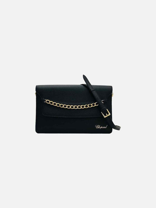 Pre-loved CHOPARD Chain Detail Flap Black Shoulder Bag from Reems Closet