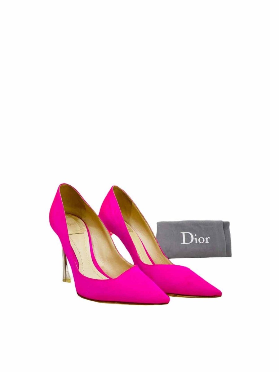 Pre - loved CHRISTIAN DIOR Pointed Toe Neon Pink Pumps at Reems Closet
