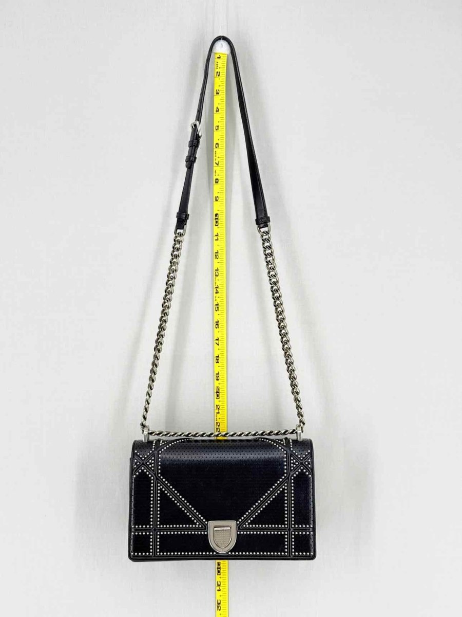 Pre - loved CHRISTIAN DIOR Studded Diorama Black Shoulder Bag at Reems Closet