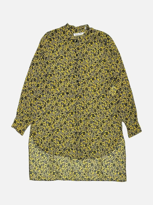 Pre-loved CHRISTIAN DIOR Yellow & Black Floral Blouse from Reems Closet