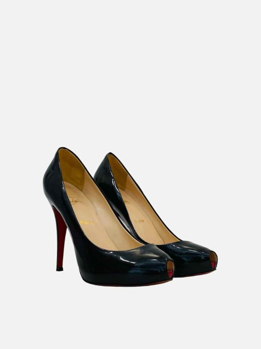 Pre-loved CHRISTIAN LOUBOUTIN Peep Toe Black Pumps from Reems Closet