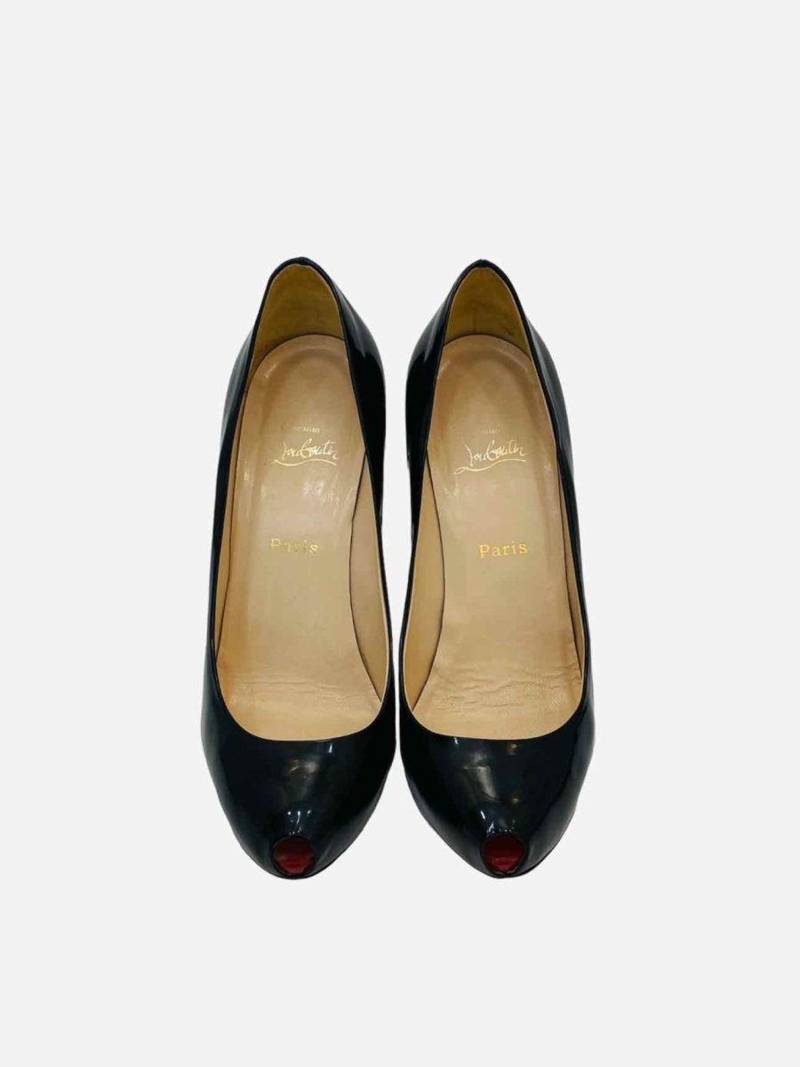 Pre-loved CHRISTIAN LOUBOUTIN Peep Toe Black Pumps from Reems Closet