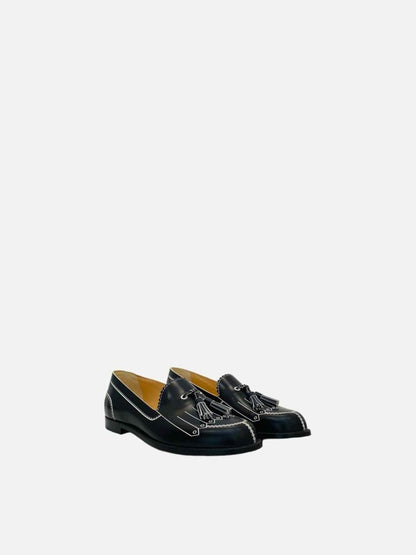 Pre-loved CHRISTIAN LOUBOUTIN Trompinetta Black w/ White Loafers from Reems Closet