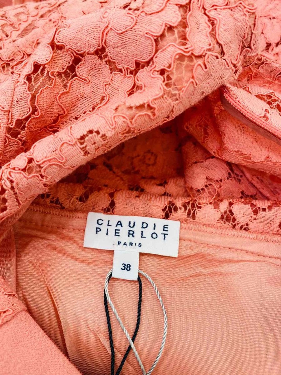 Pre - loved CLAUDIE PIERLOT Lace Bodice Pink Knee Length Dress at Reems Closet